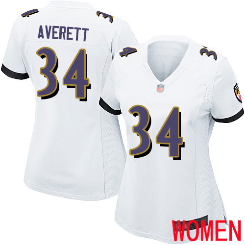 Baltimore Ravens nike_ravens_2940Game White Women Anthony Averett Road Jersey NFL Football #34 Baltimore Ravens->nfl t-shirts->Sports Accessory